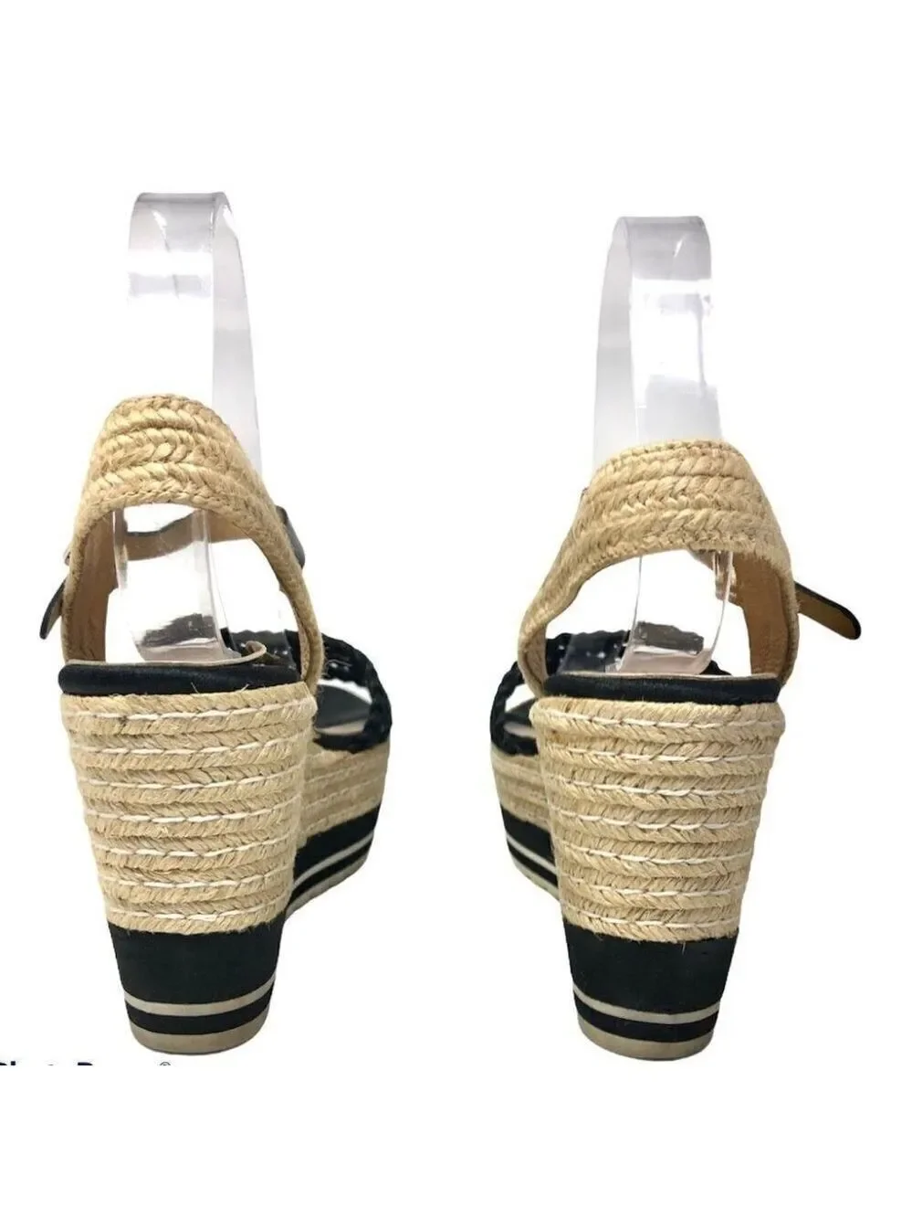 Kanna Black Braided Espadrille Platform Sandals Size 39